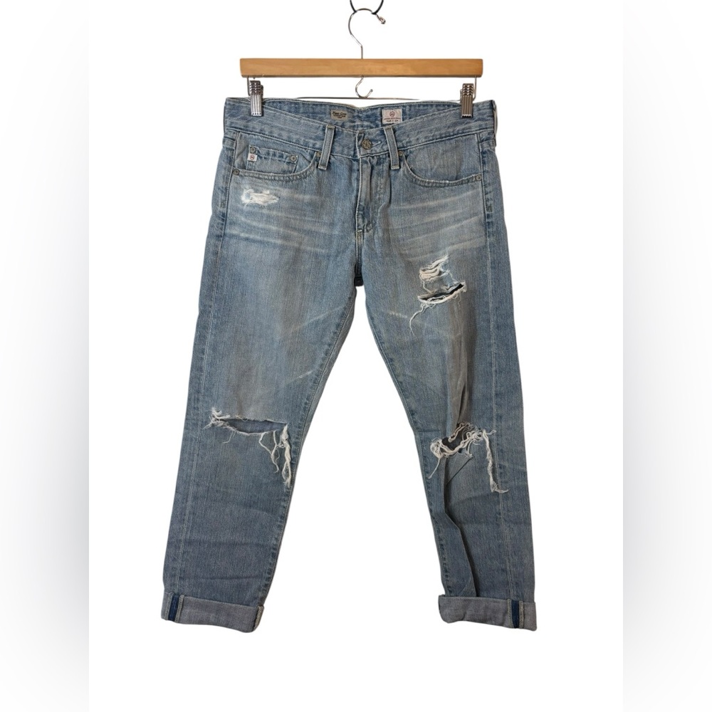 AG ADRIANO GOLDSCHMIED | denim blue jeans piper crop slouchy slim crop 27R 27 R